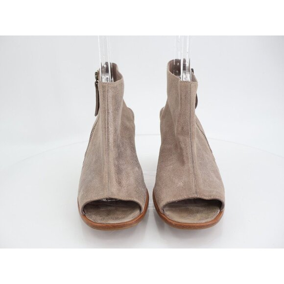 Paul Green Cayanne Beige Tan Shimmer Peep Open Toe Sandal Heel Bootie Size 9.5 - Picture 2 of 12